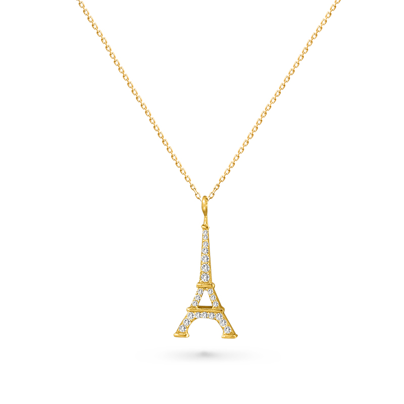 Eiffel Tower Charm Necklace on Chain (N1127)