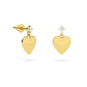 BOUCLES D'OREILLES BÉBÉ CLOU DE DIAMANT CŒUR SUSPENDU