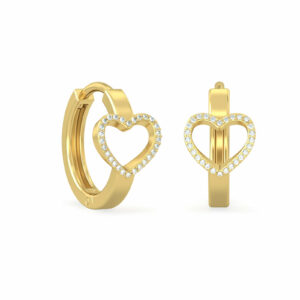 BOUCLES D'OREILLES BÉBÉ CERCEAUX DIAMANT COEUR