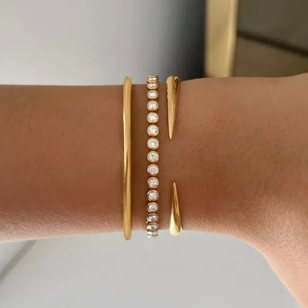 18k gold diamond bracelets stacked aquae jewels