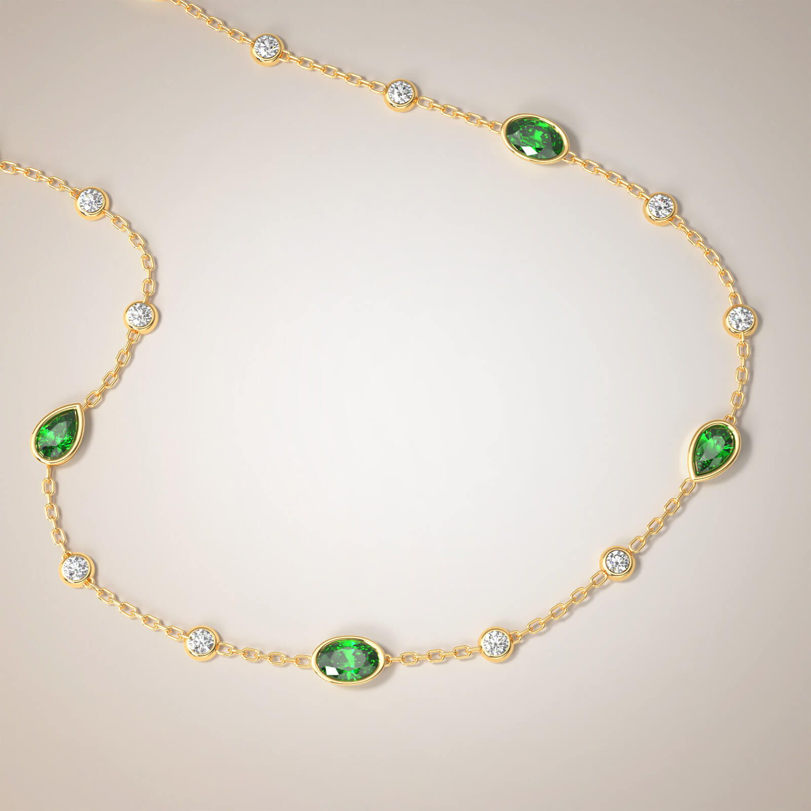 Royal Diamond Choker Greta in 18K Gold with Precious Stones and Diamonds