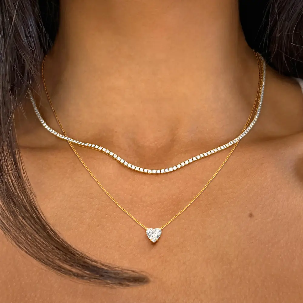 Collier Pendentif Cœur Argenté - Chaîne Amour Pour Femme, Bijou Zinc, Neuf