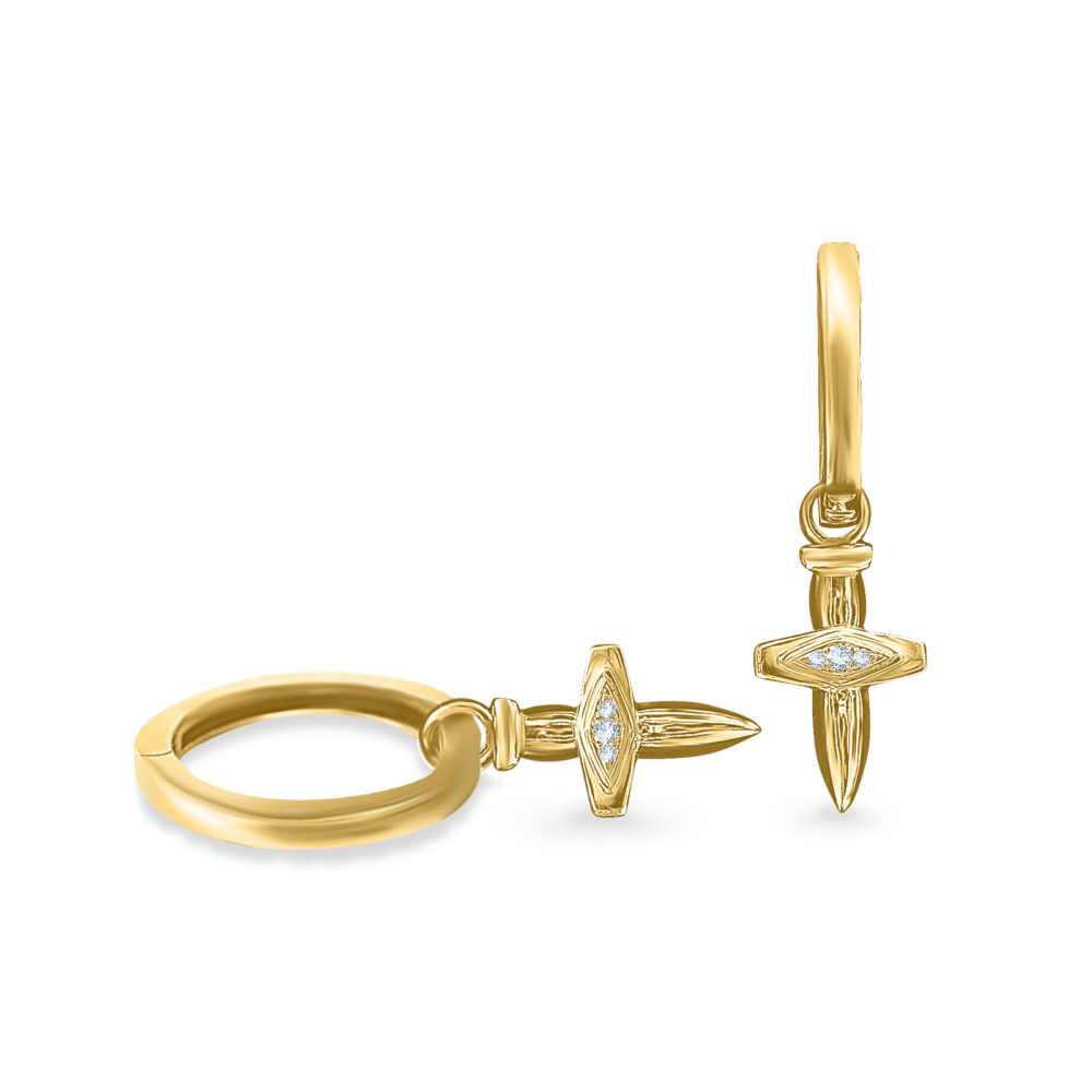 Boucles d'oreilles épée-diamant-homme-18k-or-diamants