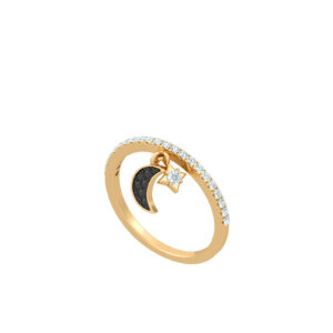 Schwarzer Mond &amp; Stern Petite Ring