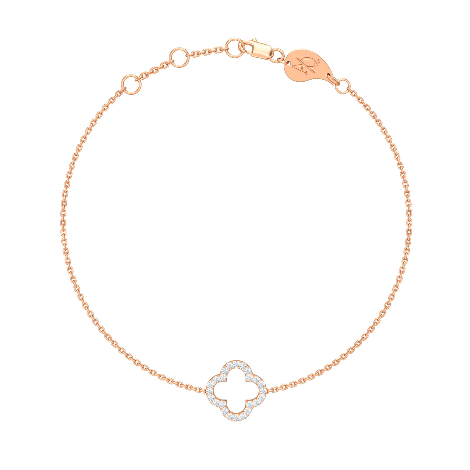 Bracciale Clover Slider: oro rosa e zirconi cubici in argento - Italia