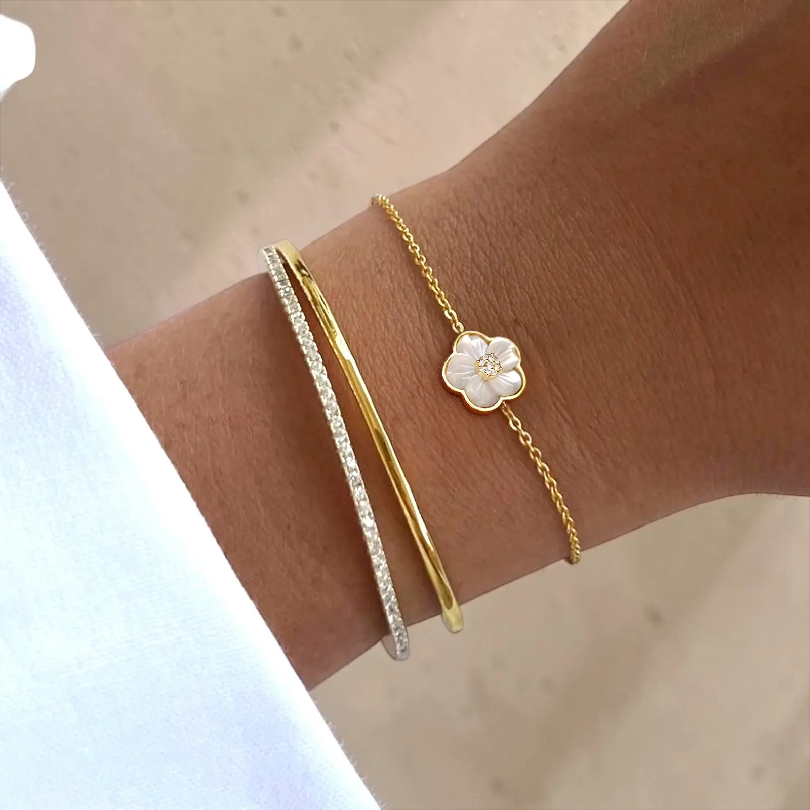 floral pearl bracelet-heather mother of pearl diamonds