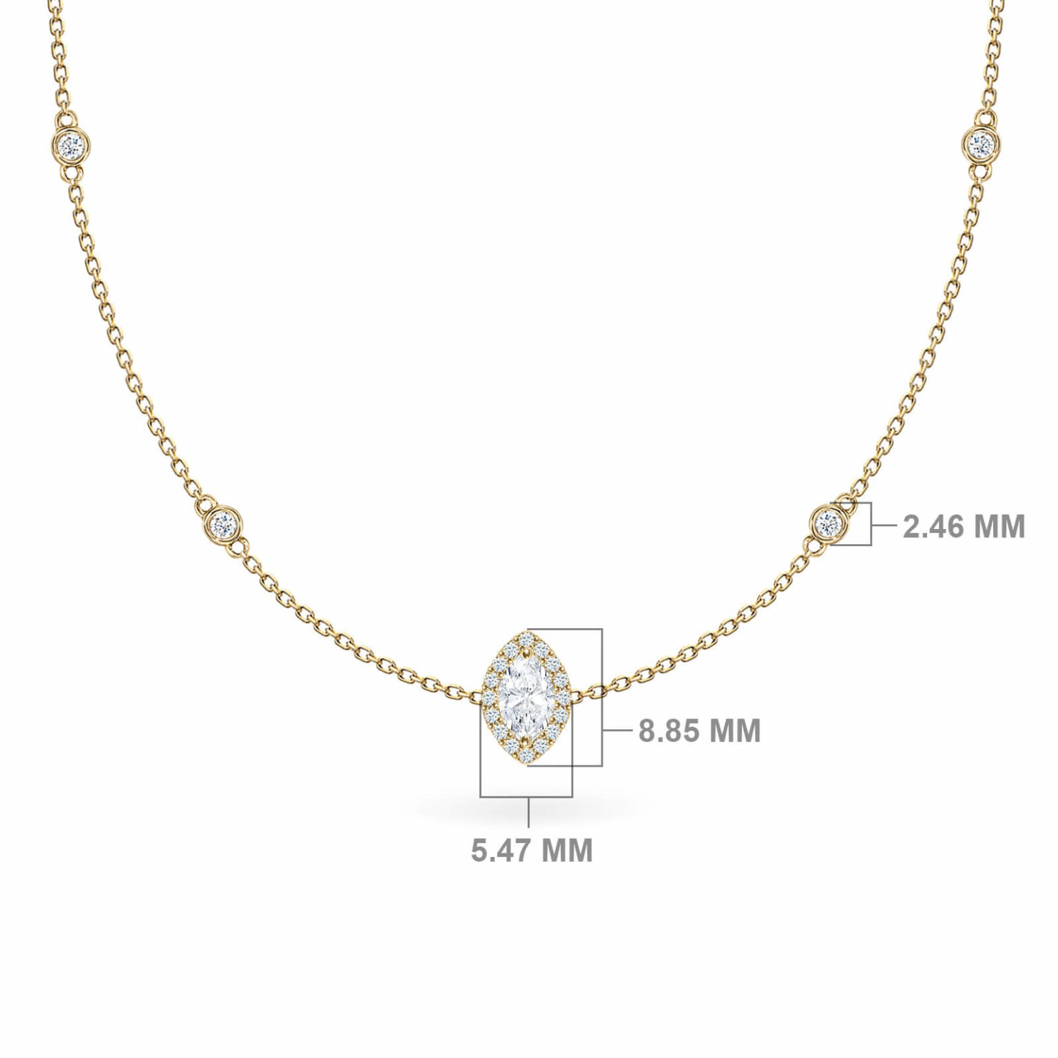Necklace Constellation Marquise-cut Diamond and 18K Gold | Aquae Jewels