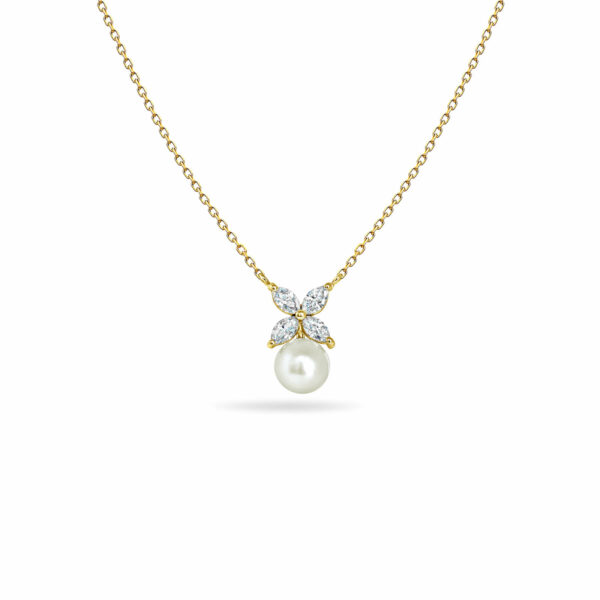 Solid Gold and Natural Diamond Petite Daisy Pendant Necklace