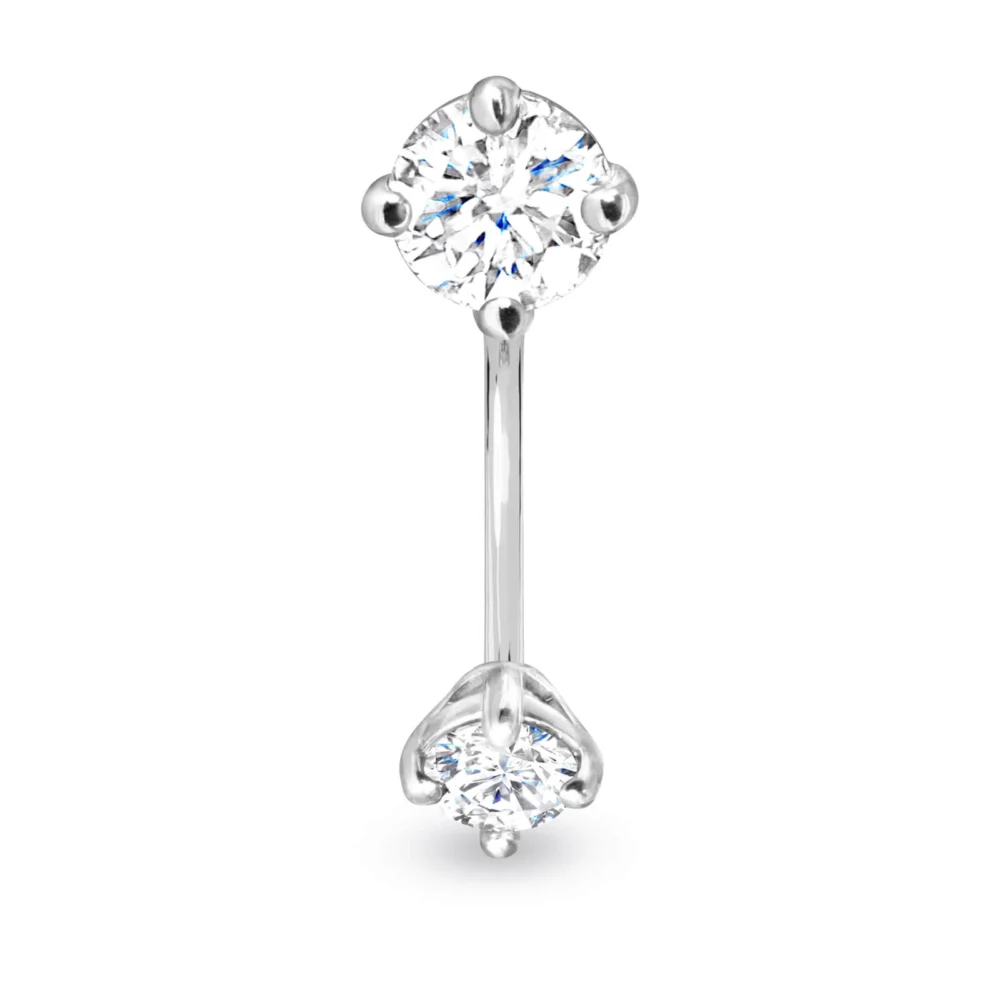 Belly Button Diamond Ring Classic and 18K Gold Barbell - white gold - Aquae Jewels - Exquisite Jewelry