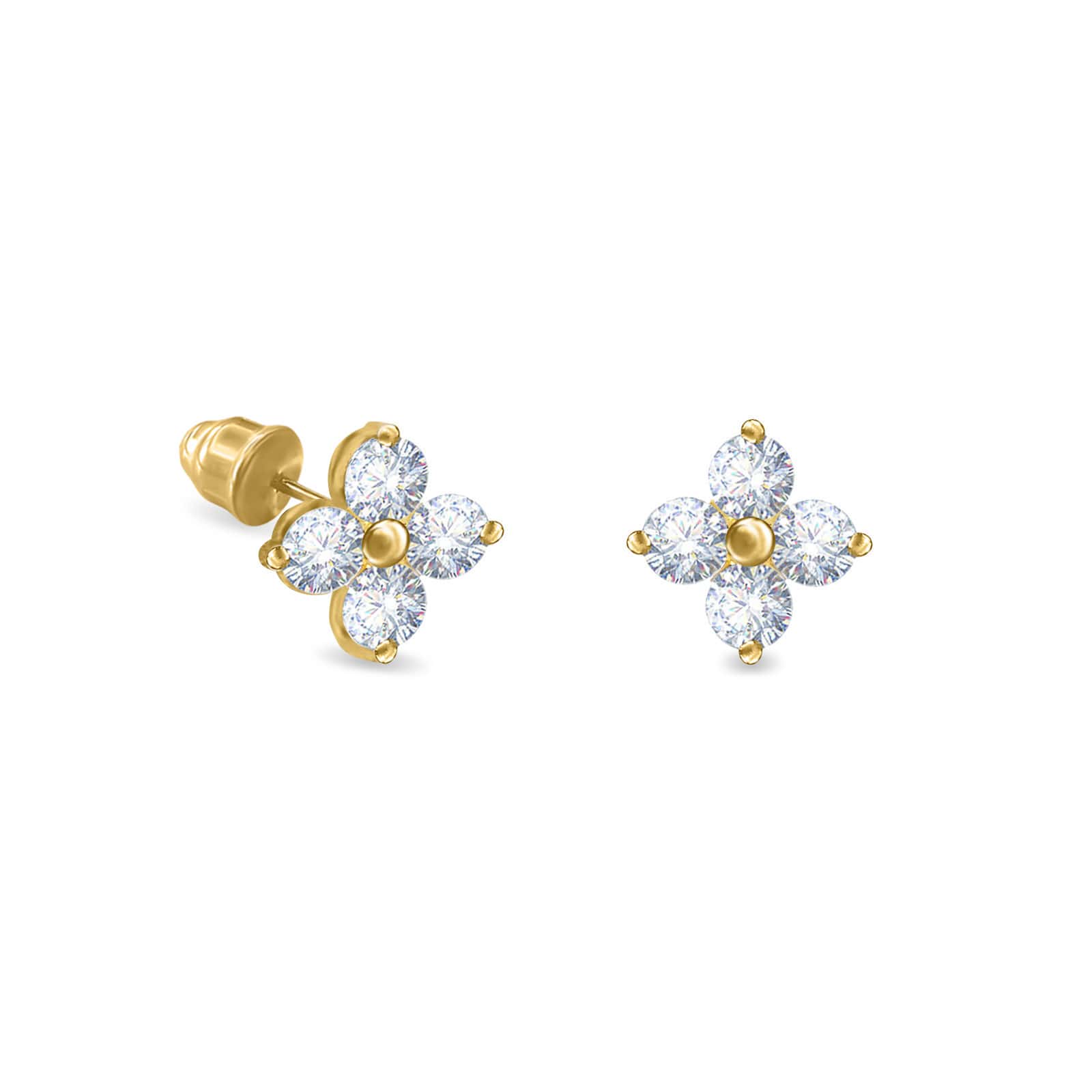 PRAMUKHIMPEX Daily Wear Real Round Cut Diamond Stud Earrings, 14 Kt at Rs  53642/pair in Surat