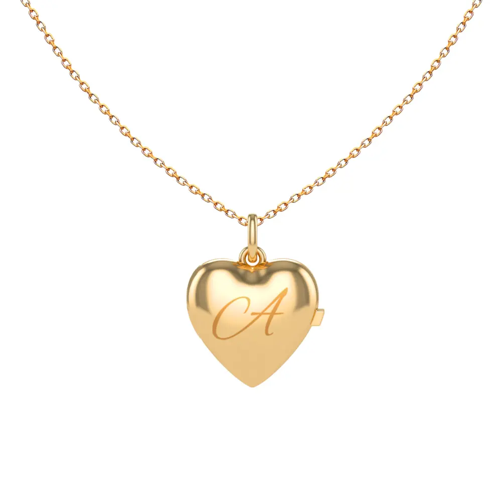 Necklace Locket Heart Letter Y