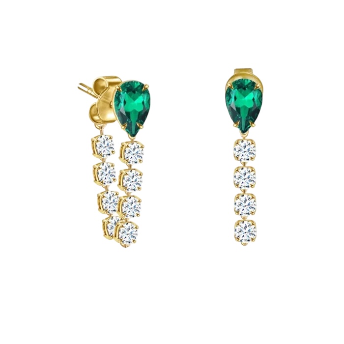 Boucles d'oreilles pierre précieuse taillée en poire-18k-or