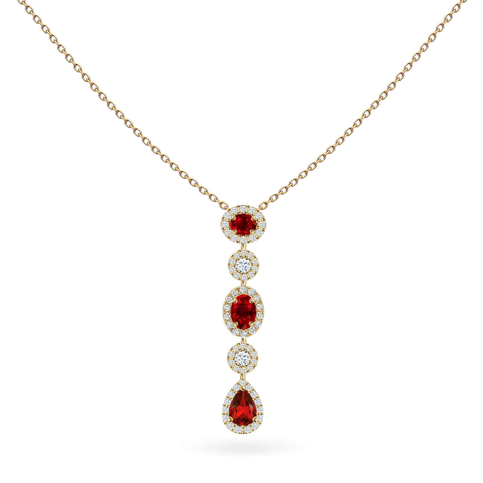 Necklace Merveille Precious Stone, 18K Gold and Diamonds - Ruby ...