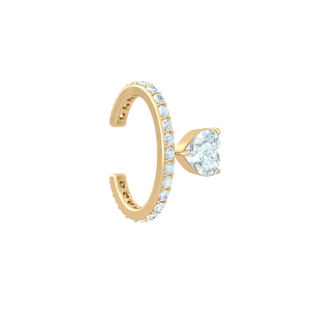 Manchette élégante-diamant-cœur-boucle d'oreilles-boucle d'oreilles-0-20-carat-cœur-diamant-ligne-18k-or