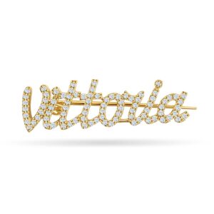 Broche nom plein de diamants Or jaune