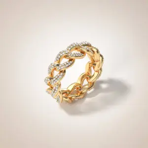 Bague pavée de diamants cubains