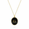 N-ENAMEL-GOLD-LETTER-BLACK-Y قلادة إناميل ذهب عيار ١٨