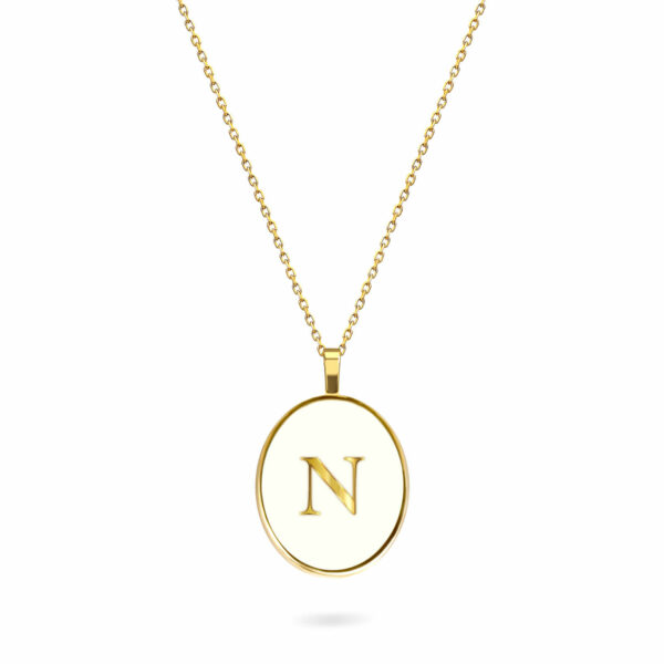 N-SMALTO-LETTERA D'ORO-BIANCO-Y