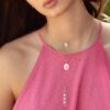 Necklace-Enamel-Full-18K-Gold-Letter-Lifestyle-1 قلادة إناميل ذهب عيار ١٨