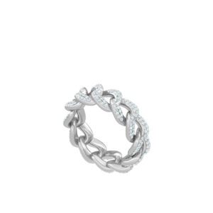 Cuban Pave Diamond Ring - White Gold