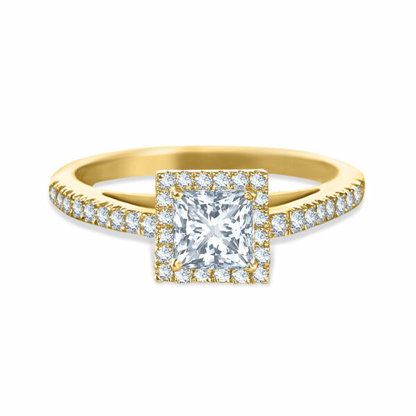 Ring Wedding Solitaire Diamond Princess-cut 1 carat on 18K Gold