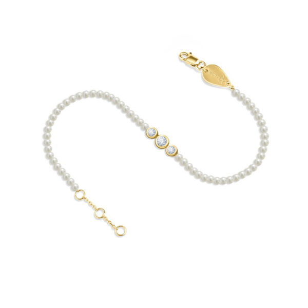 Baby Bracelet Pearls Trilogy Diamonds and 18K Gold