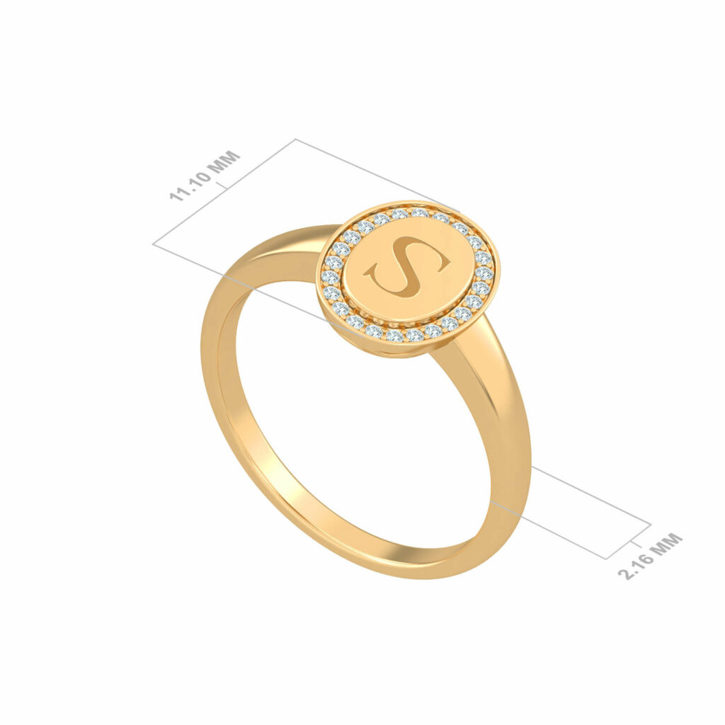 Mini Diamonds Letter Ring Aquae Jewels