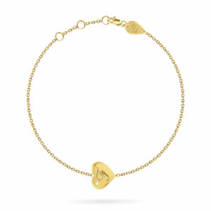 Bracelet Gold Heart With Micro Diamond - Letter Engraved on 18K Gold
