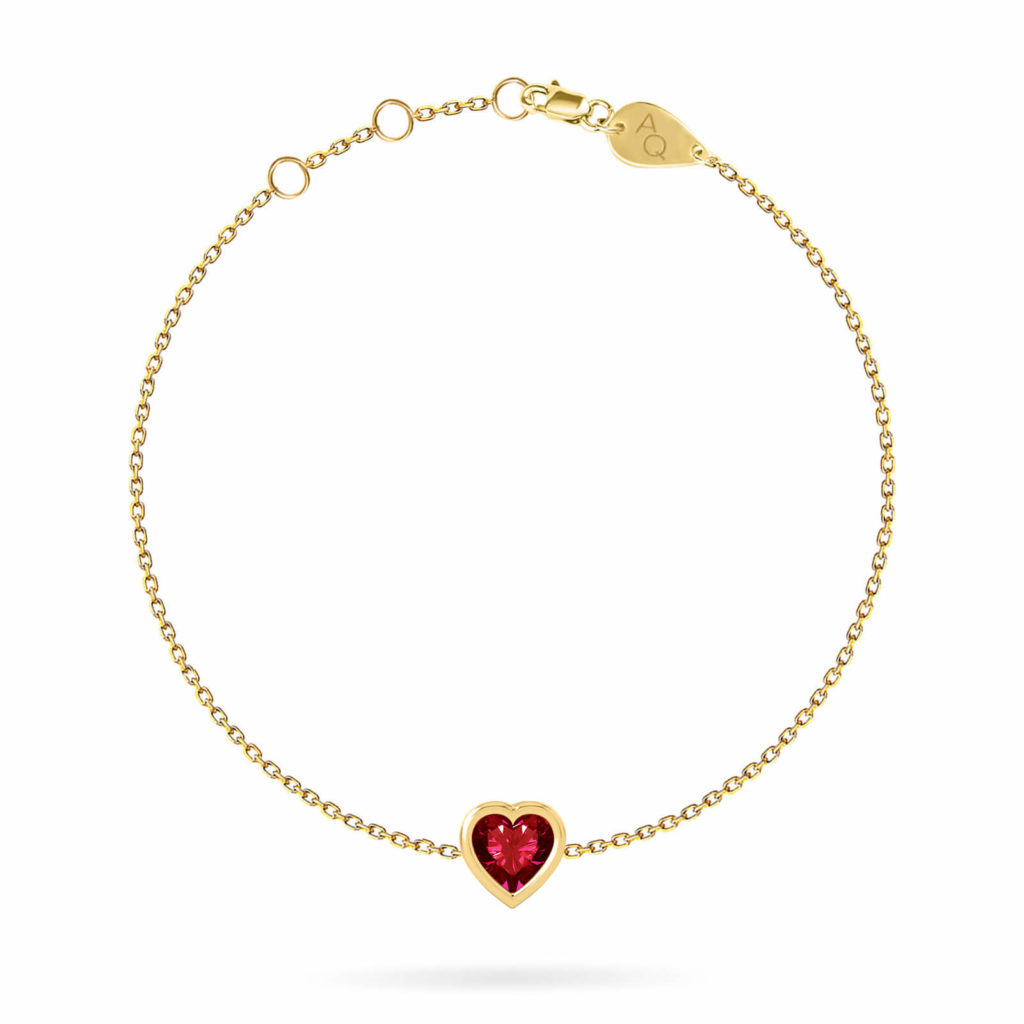 Bracelet Heart Precious Stones 18K Gold - Emerald | Blue Sapphire ...