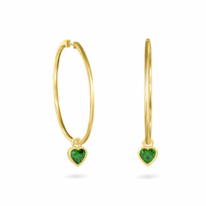 PENDIENTES ARO GRANDE CORAZÓN PIEDRAS PRECIOSAS