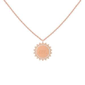 Initial Love Medal Sun Necklace - Rose Gold