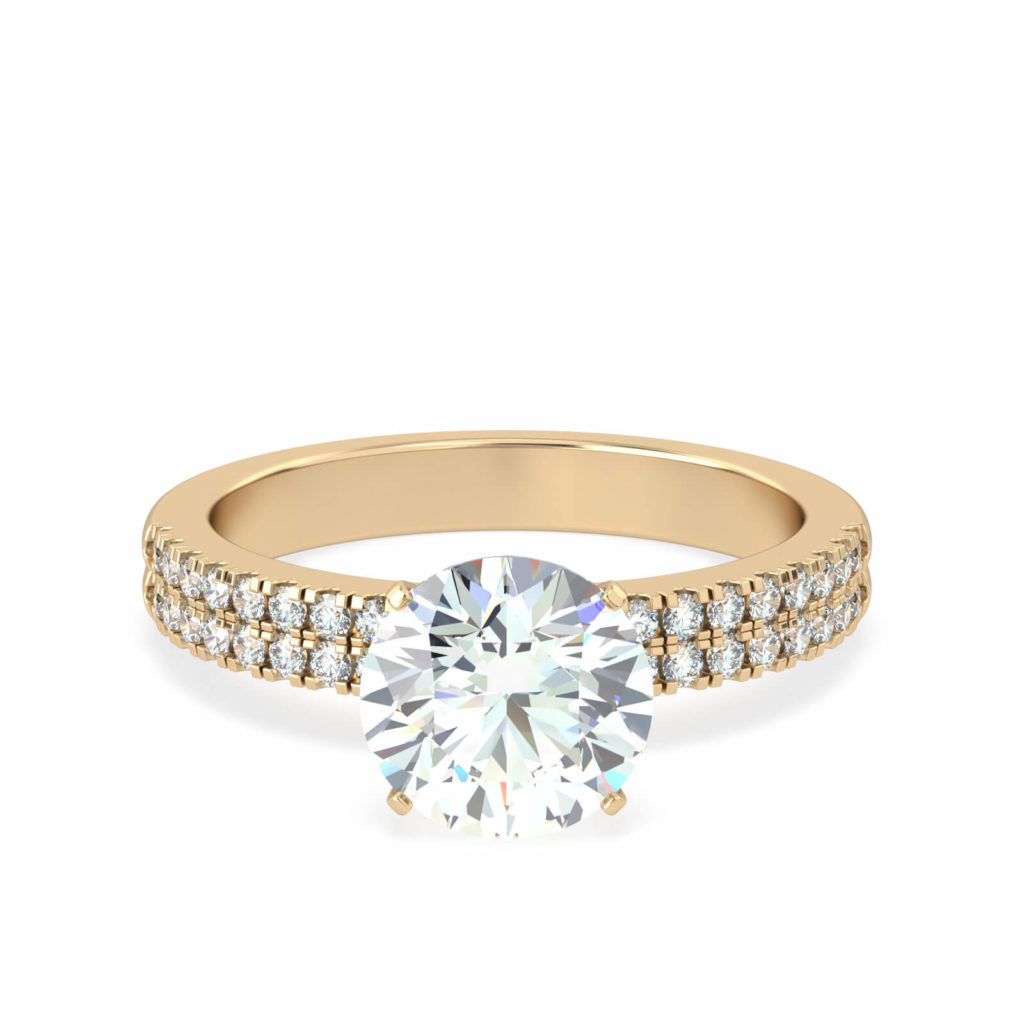 Ring Wedding Double Row 18K Gold and Diamonds Aquae Jewels
