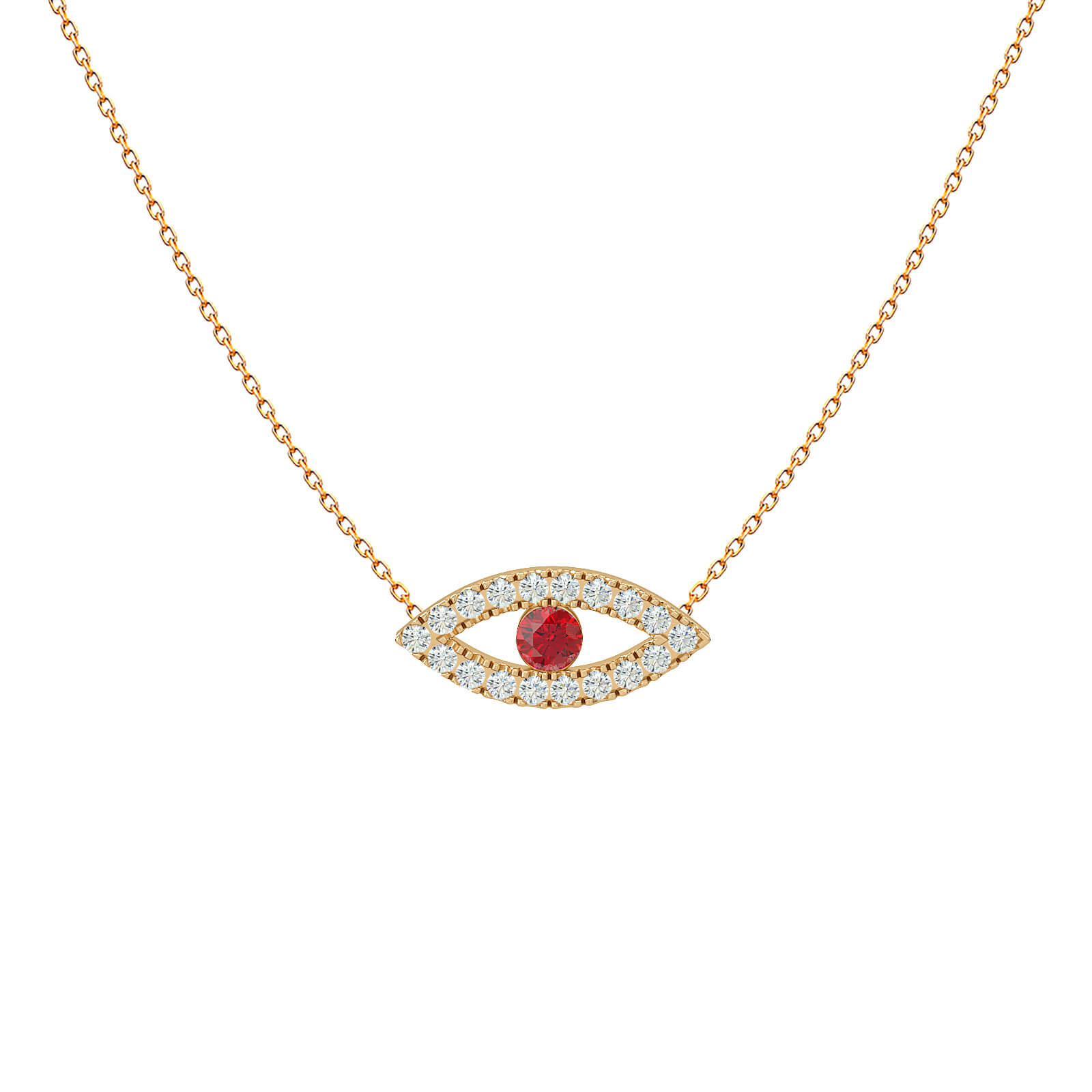 Large Sapphire and Diamond Evil Eye Necklace in 18K Gold