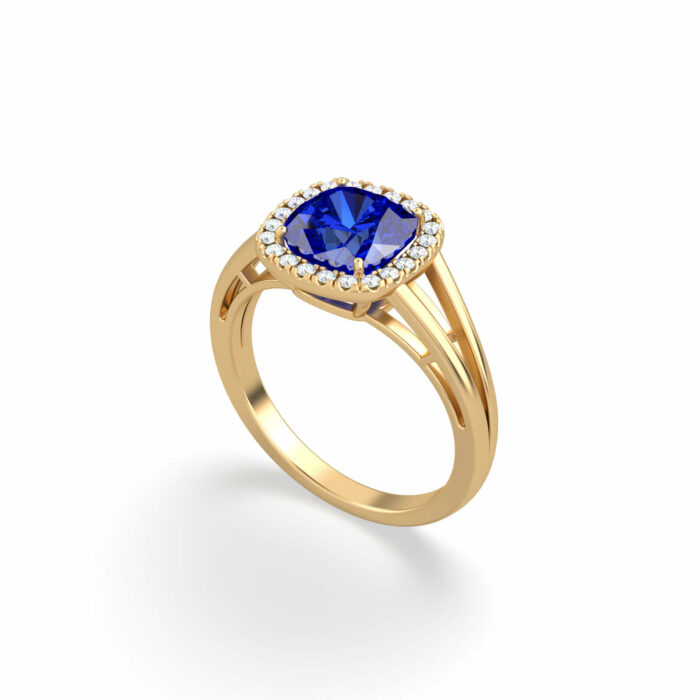 Quadratischer Edelstein-Diamantring „Verveine“ aus 18-karätigem Gold