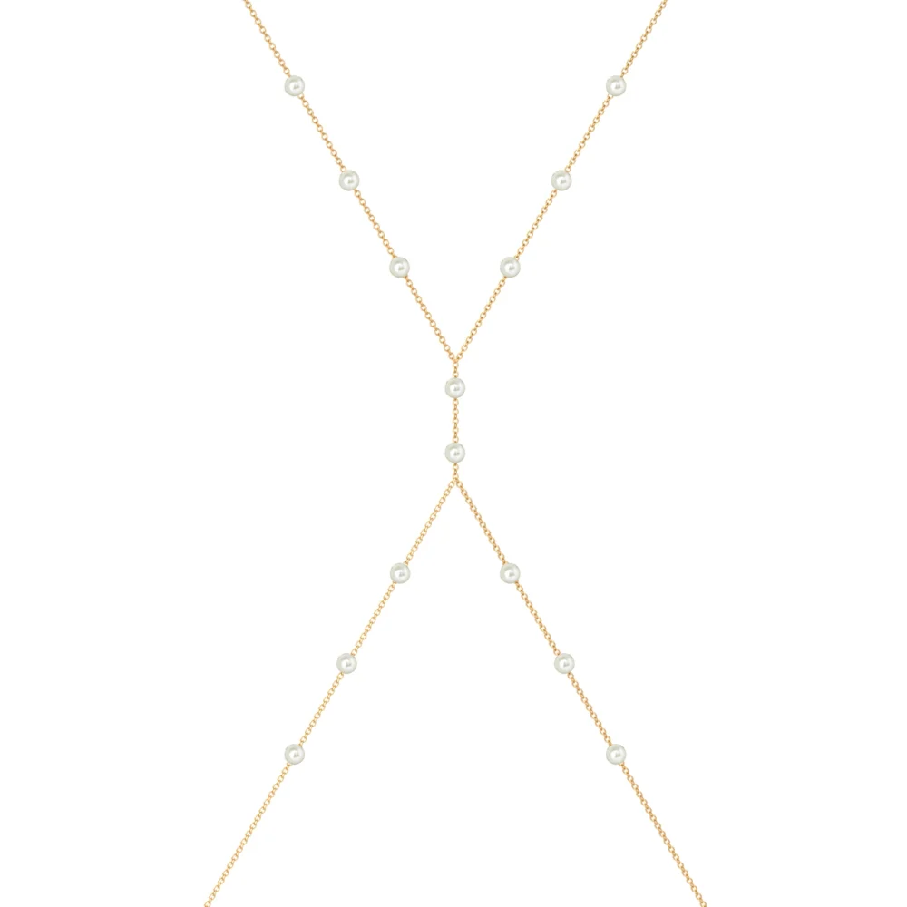 Mini chaîne de corps en perles - Or jaune - Aquae Jewels - Exquisite Jewelry in 18k Gold &amp; Diamonds | Dubai