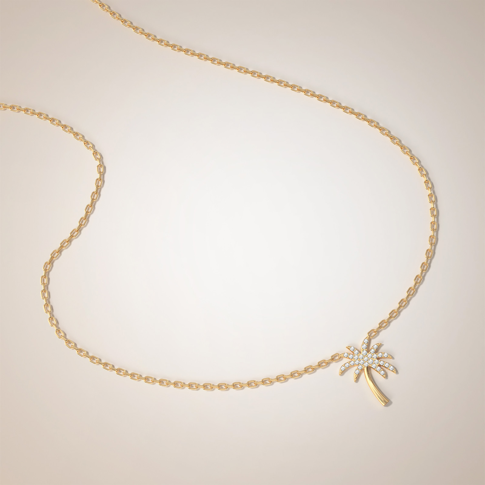 Collana Streetwear Uomo Donna Con Ciondolo Palma, Catena Cuban In Acciaio Inox E Oro 18K, Impermeabile, 50-55 Cm, Regolabile