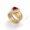 Ring Fortune Heart 18K Gold  Diamonds and Precious Stones