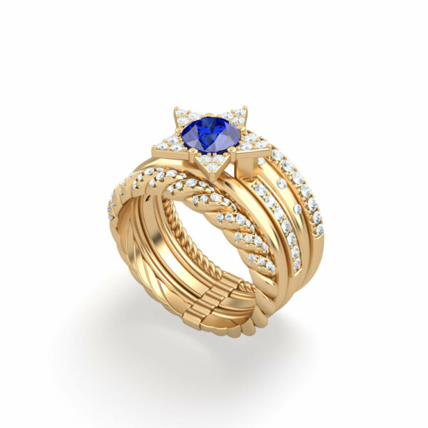 Ring Fortune Star 18K Gold Diamonds and Precious Stones