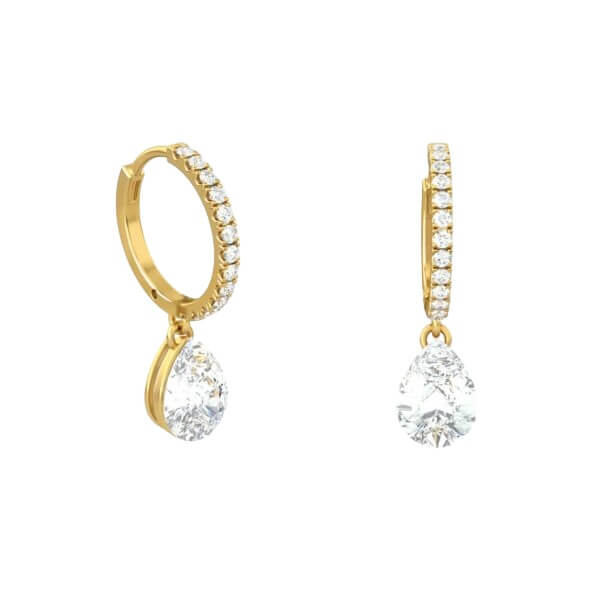 Boucles d'oreilles poire-diamant-goutte-18k-or