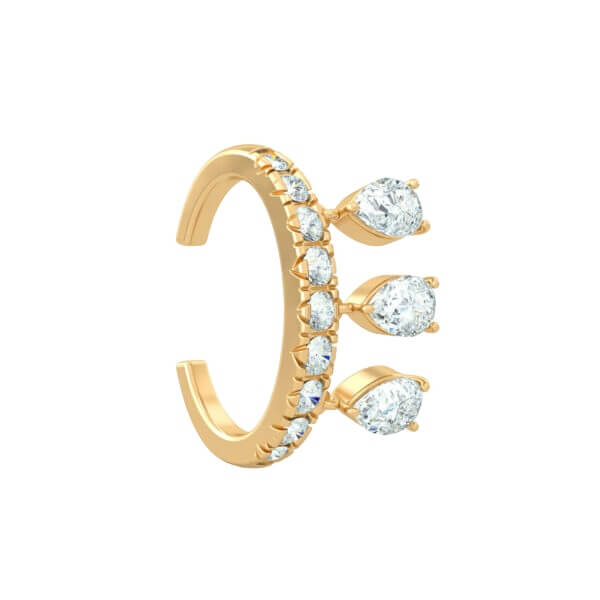 Diamant-Ohr-Manschette-Birne-Dreifach-18k-Gold