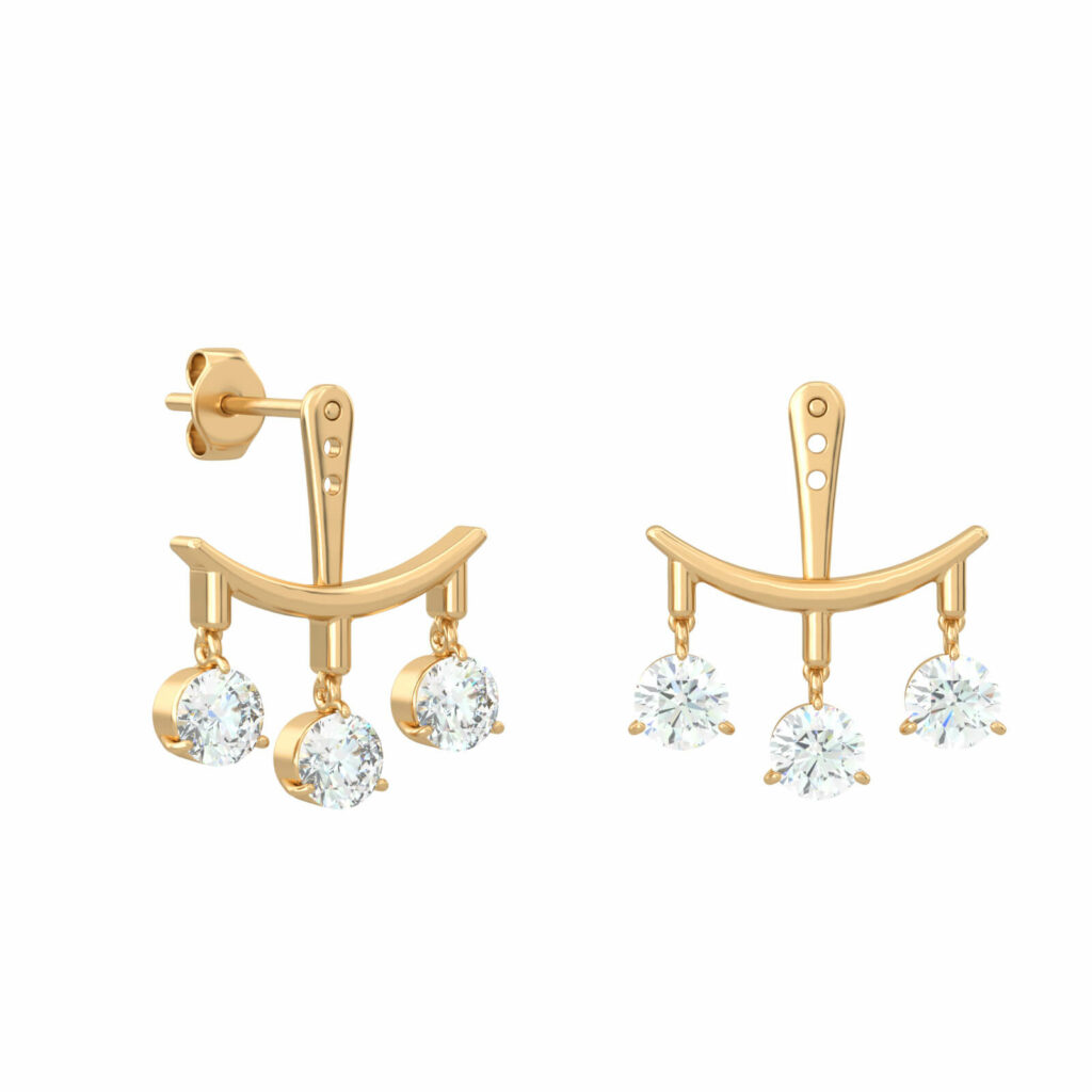 boucles d'oreilles diamantées brillantes-trilogie-boucles d'oreilles brillantes-18k-or