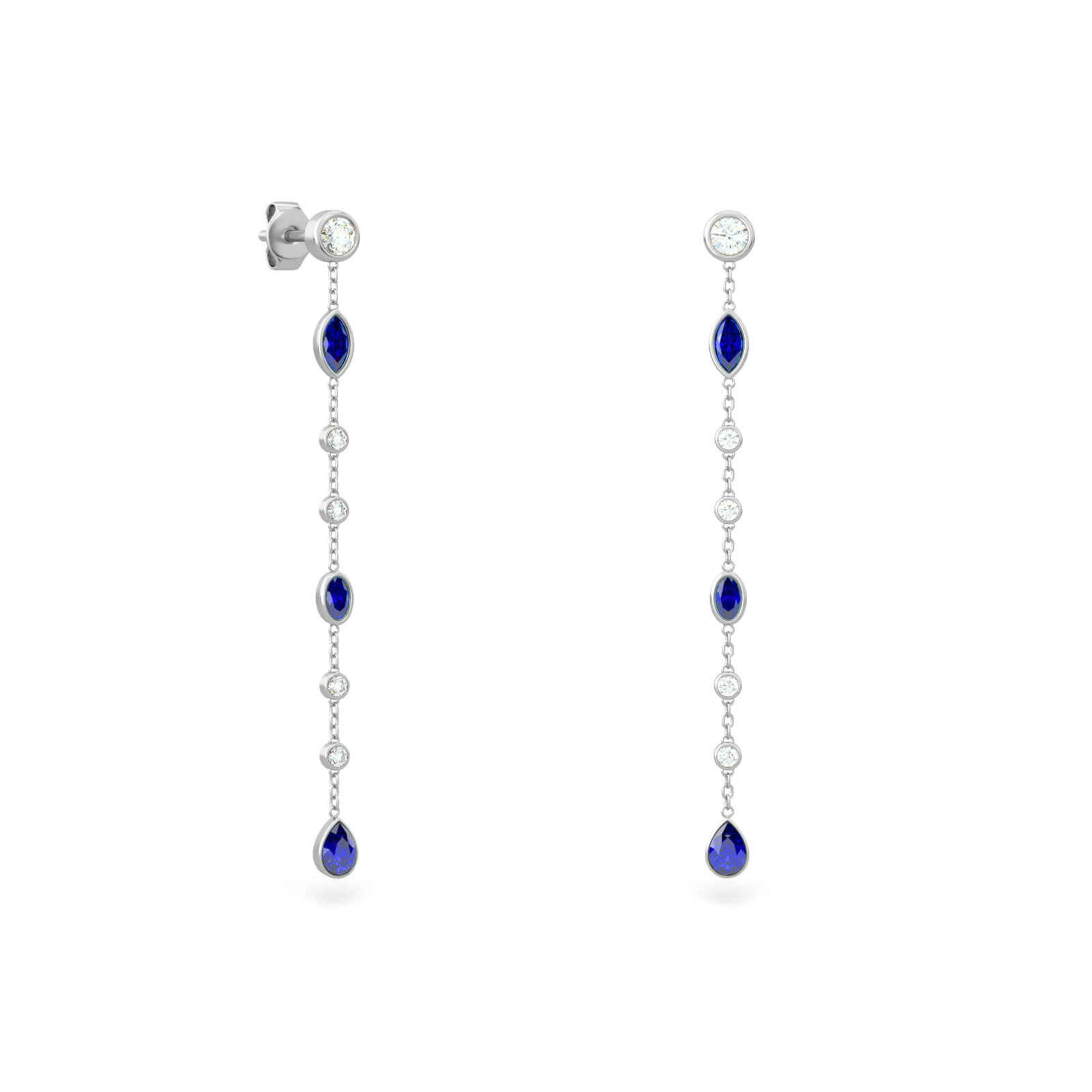 Orecchini Pendenti A Goccia In Pietre Naturali: Onice, Turchese, Sodalite, Quarzo Rosa. Placcati Argento, Lunghezza 5 Cm. Gioielli Artistici Unici.