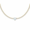 collana tennis con cuore d'oro e diamanti