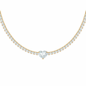collier tennis avec cœur en or et diamants