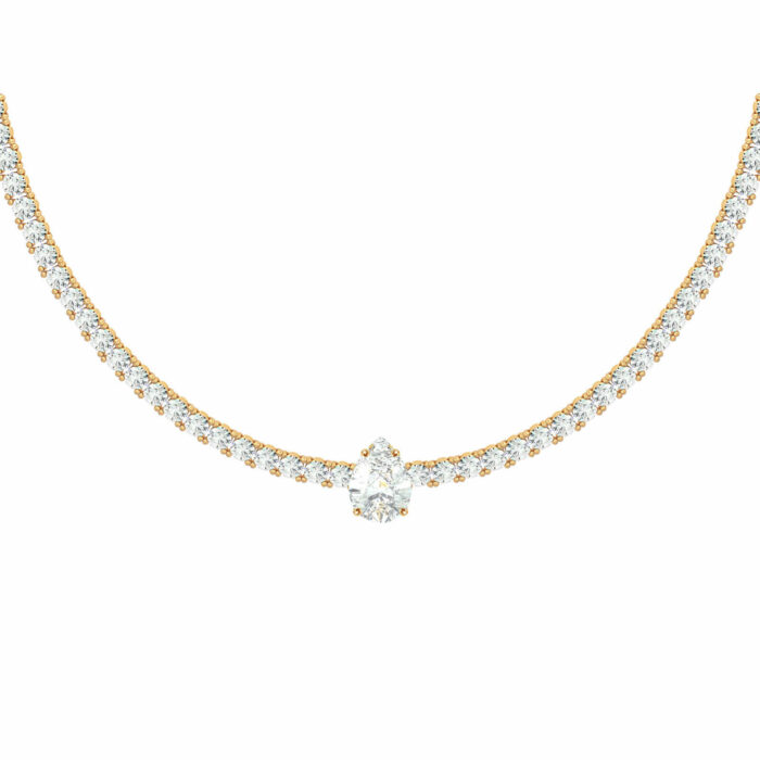Gold-Birne-Diamant-Tennis-Halskette