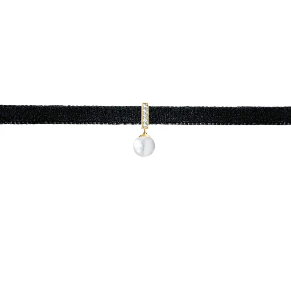 Girocollo di perle e diamanti con costellazione di perle pendenti in oro 18 carati