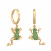 Creolen mit Froschmotiv und Edelsteinen – Gelbgold – E – 1
