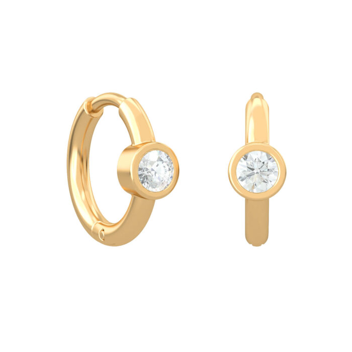 boucles d'oreilles créoles classiques solitaires - boucles d'oreilles créoles solitaires - or 18 carats et diamants boucles d'oreilles créoles classiques solitaires - boucles d'oreilles créoles solitaires - or 18 carats et diamants