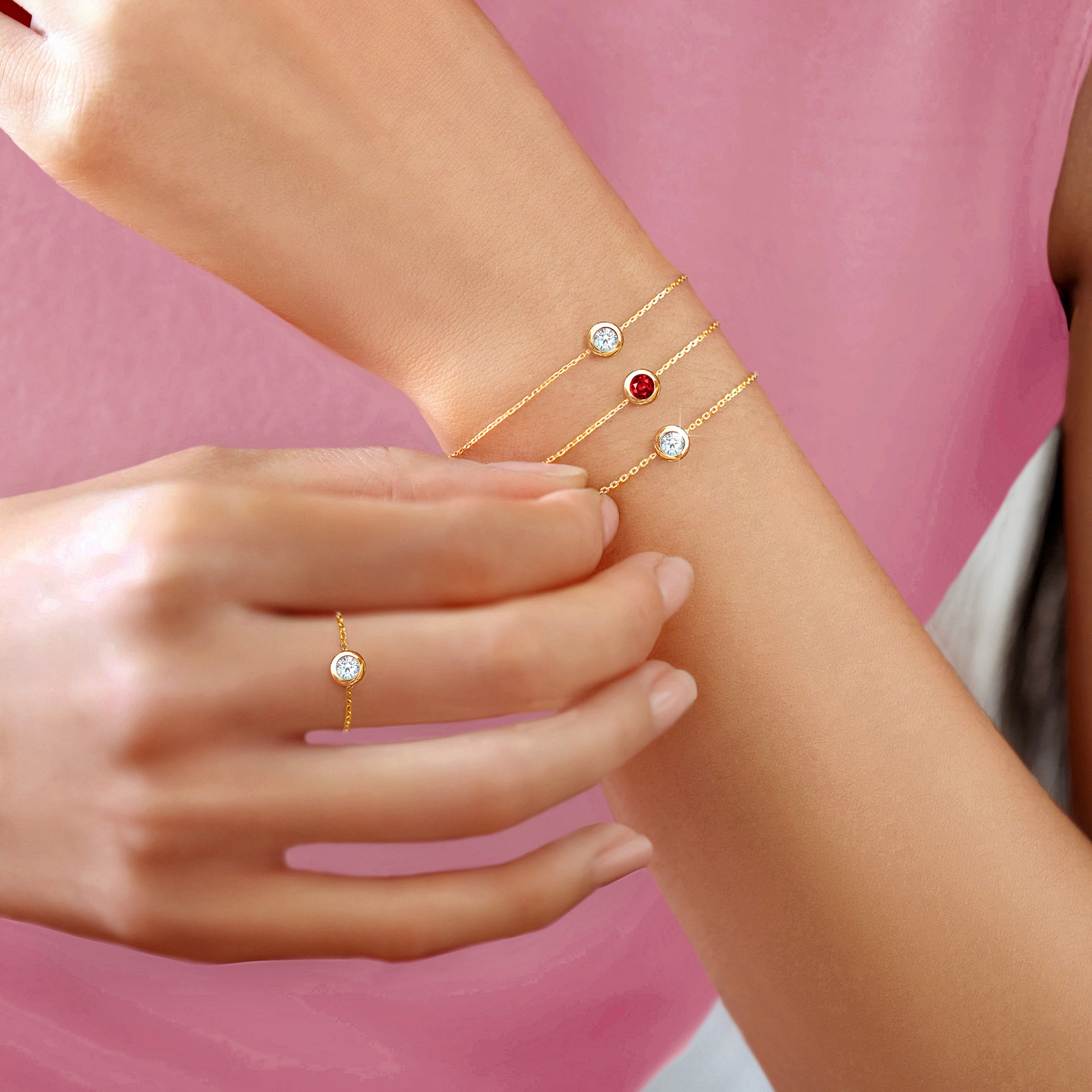 Bracelet solitaire en pierre précieuse -