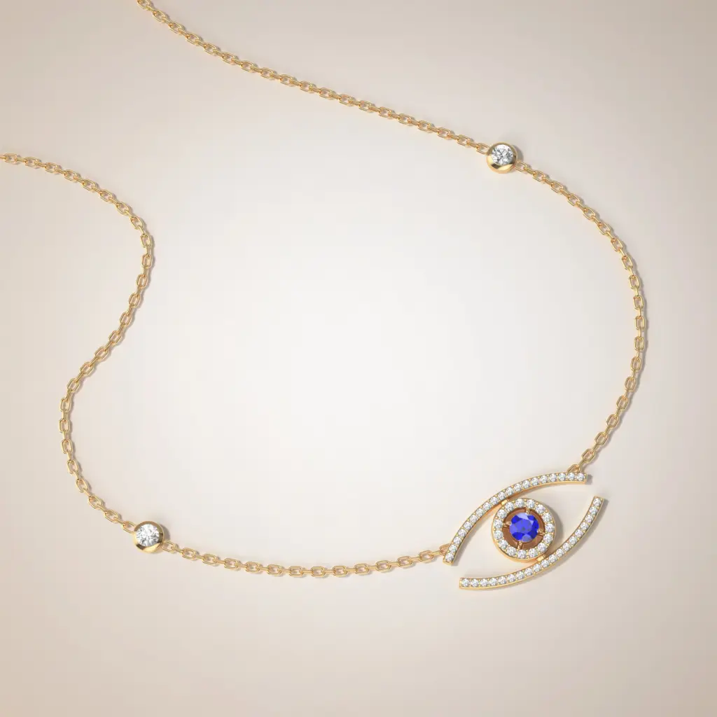 505 95 200-13 قلادة من الأحجار الكريمة على شكل عين شريرة كبيرة (1)